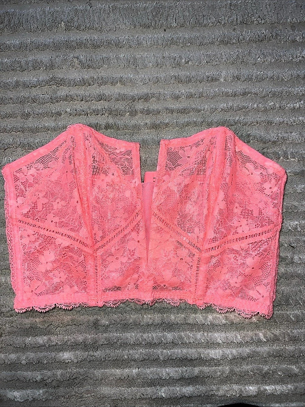 Victoria's Secret Dream Angels Lace Corset Top Floral Bra Pink 34B